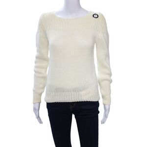Joseph Unisex Pullover Sweater White Cotton Round Neck Long Sleeve Size S